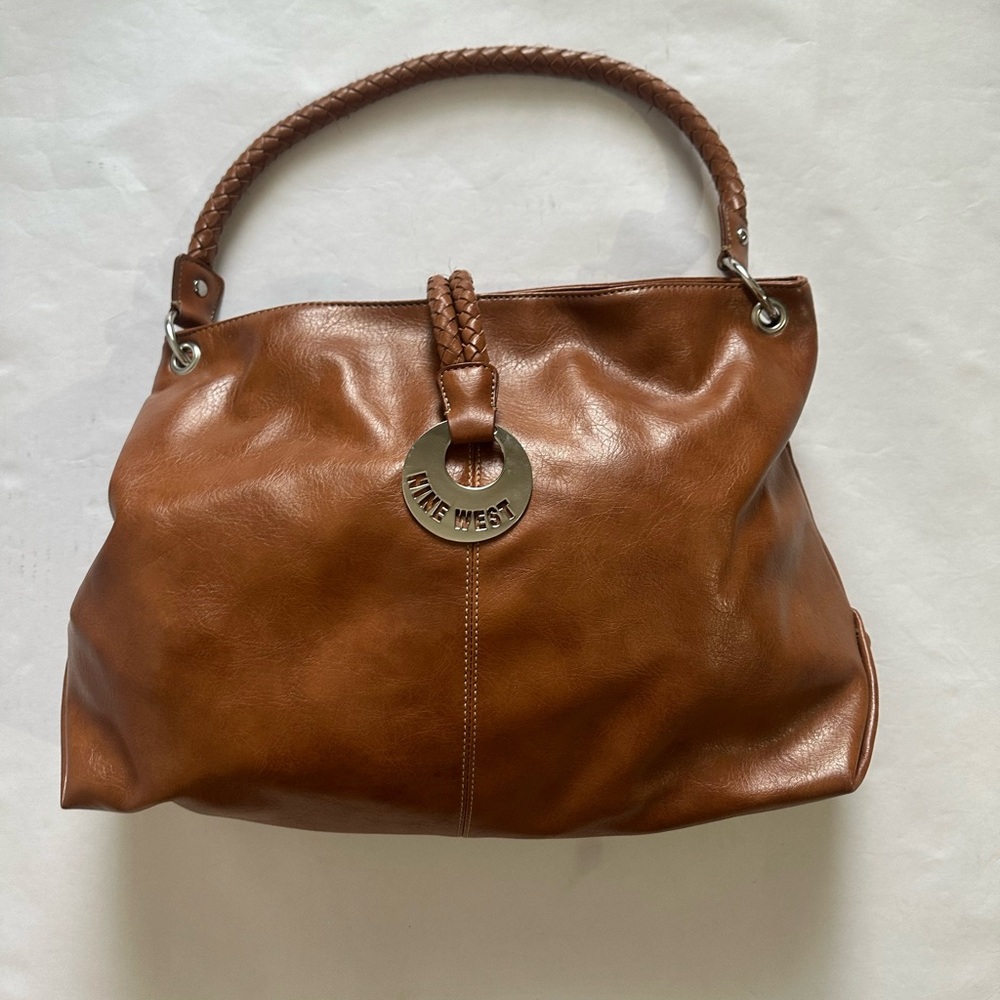Nine West Brown Leather Tote Bag